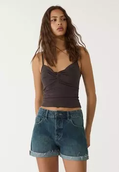 Джинсовые шорты Stradivarius, цвет Blue Denim