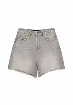 Джинсовые шорты Stradivarius, серый деним