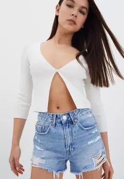 Джинсовые шорты Stradivarius, синий