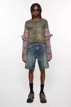 Джинсовые шорты свободного кроя Acne Studios, цвет Mid Blue