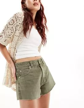 Джинсовые шорты свободного кроя цвета хаки ASOS DESIGN