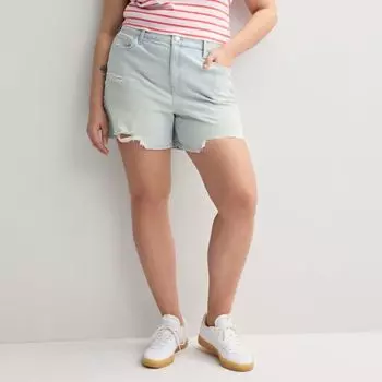 Джинсовые шорты свободного кроя в стиле 90-х с высокой талией для подростков больших размеров So, цвет superlight