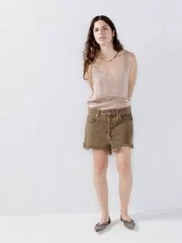 Джинсовые шорты tahiti с потертыми краями из органического хлопка Raey, коричневый