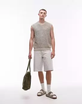 Джинсовые шорты Topman jort белого цвета