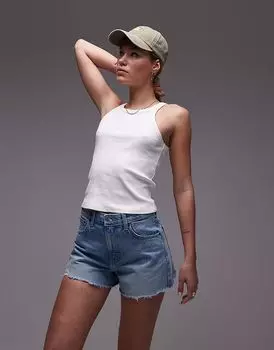 Джинсовые шорты Topshop Mom А-силуэта с разрывами, выбеленные