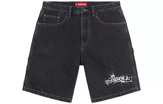 Джинсовые шорты унисекс Supreme, цвет Black