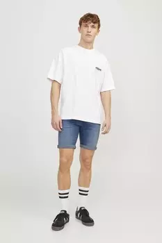 Джинсовые шорты узкого кроя с закатанным краем Jack & Jones, синий