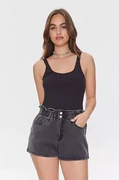 Джинсовые шорты в бумажном пакете Forever 21, черный