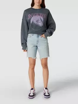 Джинсовые шорты в потертом виде Review, светло-синий