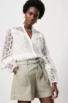 Джинсовые шорты в стиле милитари с поясом Mint Velvet, бежевый