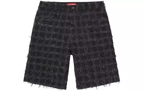 Джинсовые шорты в стиле пэчворк с потертостями Supreme, Washed Blue/Washed Blue