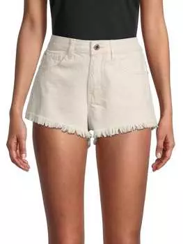 Джинсовые Шорты WeWoreWhat с бахромой и заниженной талией, бежевый