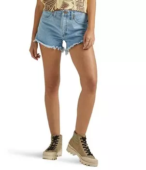 Джинсовые шорты Wrangler с высокой посадкой и потрепанным краем, синий