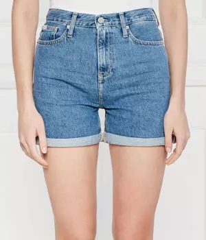 Джинсовые шорты женские Calvin Klein Jeans с высокой посадкой и подворотами, синий