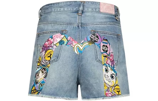 Джинсовые шорты женские джинсовые синие Evisu