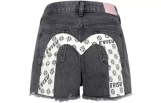 Джинсовые шорты женские ковбойские черные Evisu