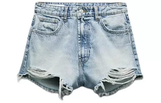 Джинсовые шорты женские светло-голубые Zara