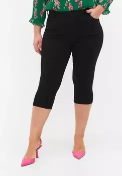 Джинсовые шорты Zizzi HIGH WAISTED AMY CAPRI WITH SUPER, цвет Black