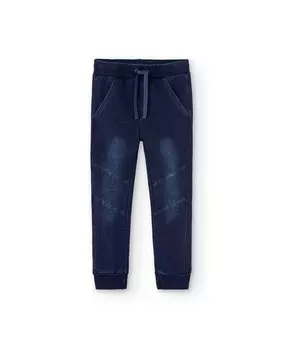 Джинсовые спортивные брюки для мальчика с эластичной резинкой на талии и карманами Boboli, синий