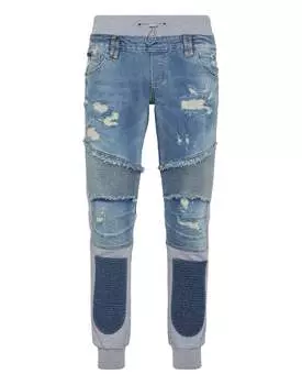 Джинсовые спортивные брюки Skull&Bones PHILIPP PLEIN, цвет fresh air