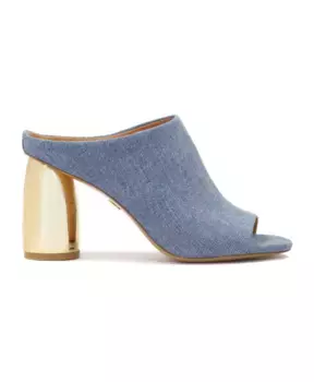 Джинсовые туфли мюли с золотистым овальным каблуком Kazar, синий