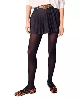 Джинсовые юбка с плиссировкой и многослойным эффектом Maje, черный