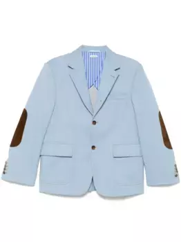 Джинсовый блейзер с нашивками на локтях THOM BROWNE, синий