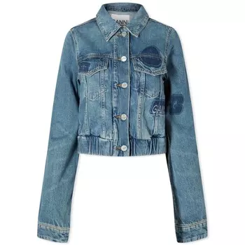 Джинсовый бомбер Ganni с нашивками