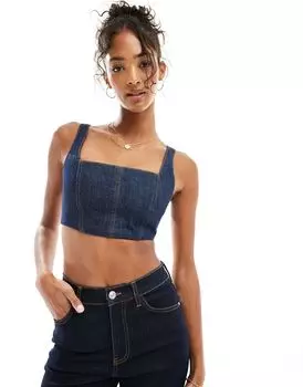 Джинсовый бюстгальтер без косточек ASOS синего цвета индиго