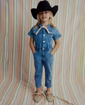 Джинсовый длинный комбинезон Sfera, синий