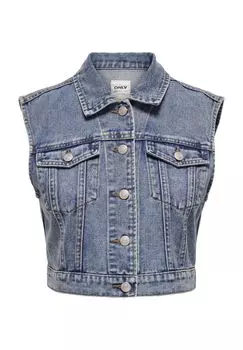 Джинсовый джинсовый жилет на пуговицах для женщин ONLY, цвет Medium Blu