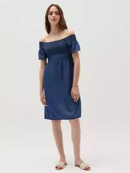 Джинсовый халат Vestito миди с эффектом "con punto" Hybrid, цвет denim blue