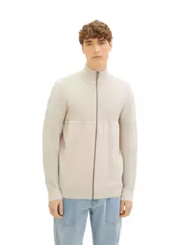 Джинсовый кардиган TOM TAILOR с воротником стойкой и молнией Tom Tailor Denim, бежевый