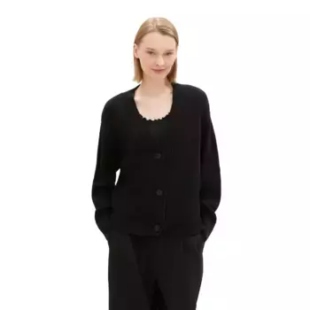 Джинсовый кардиган TOM TAILOR вязки с планкой на пуговицах Tom Tailor Denim, черный