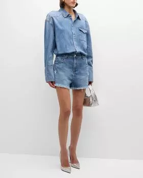 Джинсовый комбинезон Annie с длинными рукавами и потертостями Retrofete, цвет Oasis