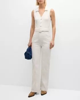 Джинсовый комбинезон без рукавов Sasha PAIGE, цвет Tonal Ecru