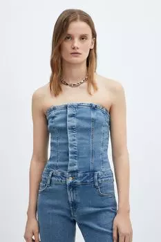 Джинсовый комбинезон Danielle без бретелек Mango, синий