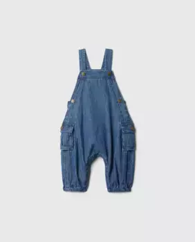 Джинсовый комбинезон для мальчика с лямками и боковыми карманами Gap, индиго/синий