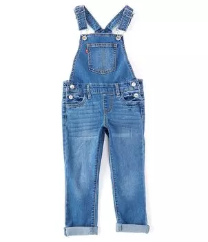 Джинсовый комбинезон из эластичного денима Levi's для маленьких девочек 4–6X лет, синий
