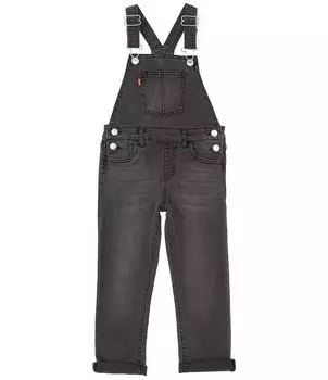 Джинсовый комбинезон из эластичного денима Levi's для маленьких девочек 4–6X лет, черный