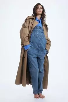 Джинсовый комбинезон Mom длиной до щиколотки H&M, синий