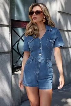 Джинсовый комбинезон на пуговицах Lipsy, синий