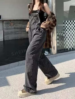 Джинсовый комбинезон, прямого кроя, повседневный Dazy, серый