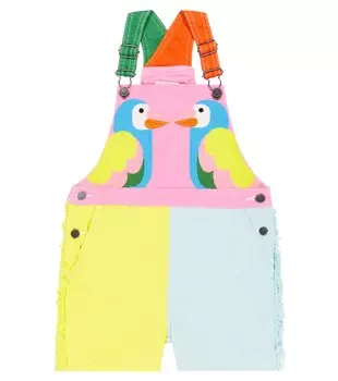 Джинсовый комбинезон с цветными блоками Stella McCartney Kids, разноцветный