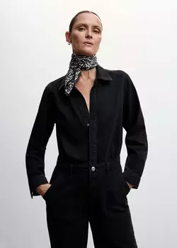 Джинсовый комбинезон с длинными штанинами MANGO, черный деним