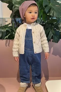 Джинсовый комбинезон с карманом ZARA, средне-синий