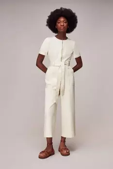 Джинсовый комбинезон с коротким рукавом Whistles, белый