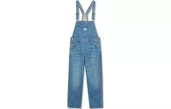 Джинсовый комбинезон с нашивкой-логотипом Levi's Levis, светло-голубой