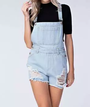 Джинсовый комбинезон с потертостями синего цвета Honey Punch