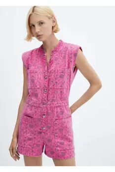 Джинсовый комбинезон с рисунком Mango, розовый